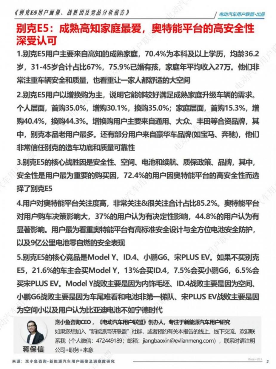 调研报告:哪些人在买别克纯电E5?为啥会放弃ModelY和宋PLUS?